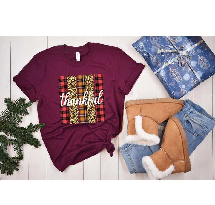 Leopard Thanksgiving Top | Thankful & Blessed Fall Tee Cypress DTF