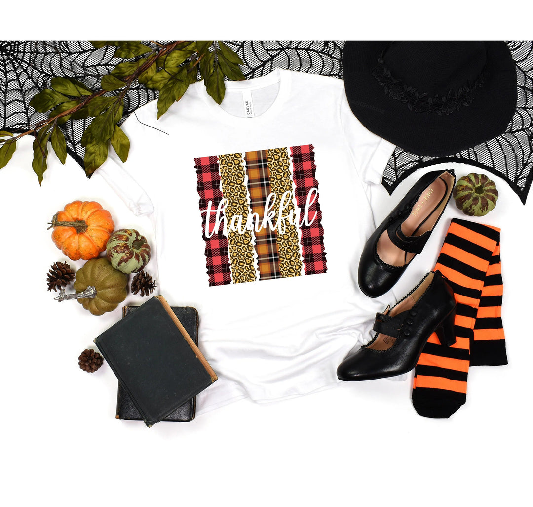 Leopard Thanksgiving Top | Thankful & Blessed Fall Tee Cypress DTF