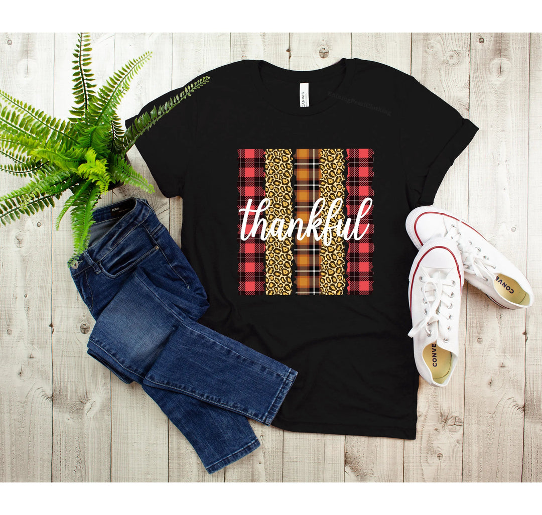 Leopard Thanksgiving Top | Thankful & Blessed Fall Tee Cypress DTF