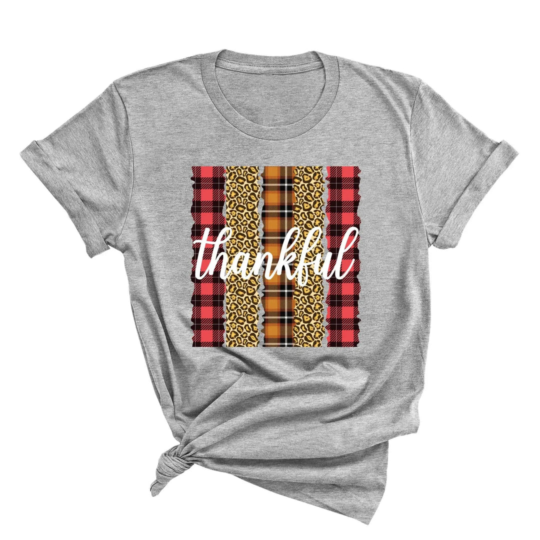 Leopard Thanksgiving Top | Thankful & Blessed Fall Tee Cypress DTF