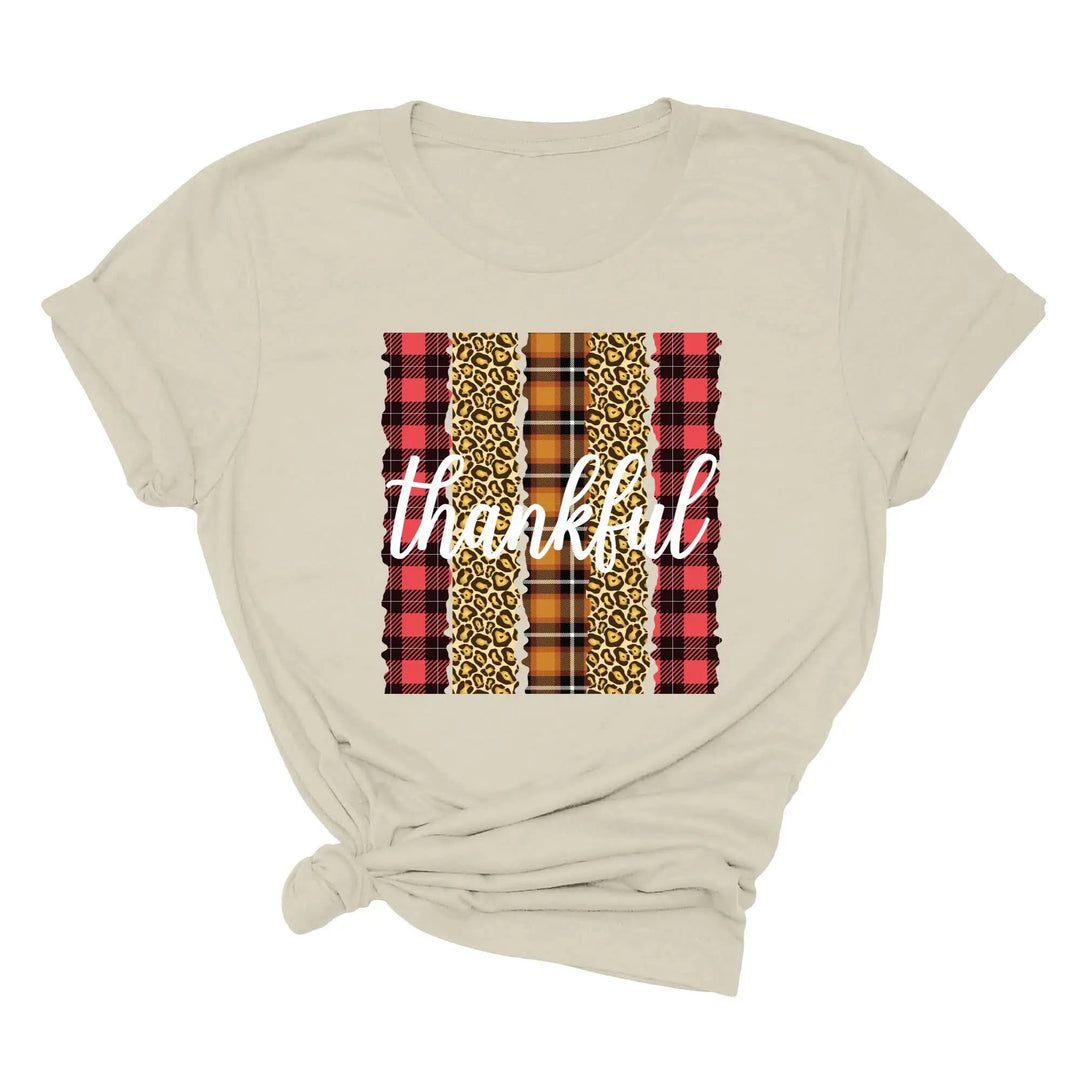 Leopard Thanksgiving Top | Thankful & Blessed Fall Tee Cypress DTF
