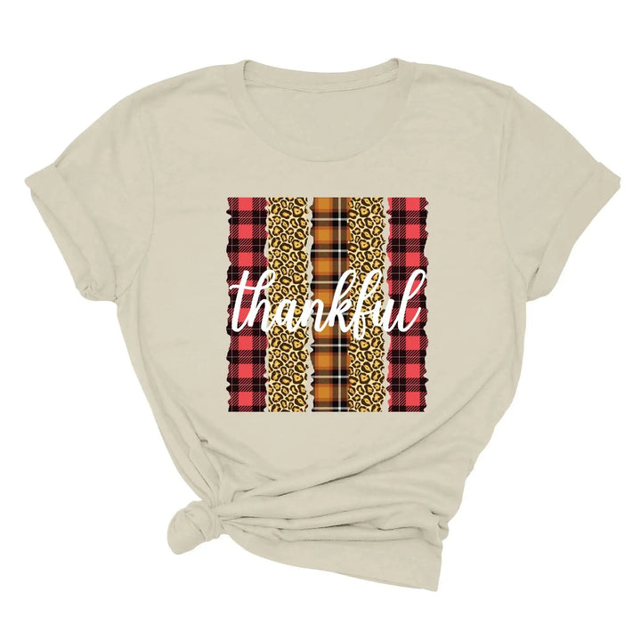 Leopard Thanksgiving Top | Thankful & Blessed Fall Tee Cypress DTF