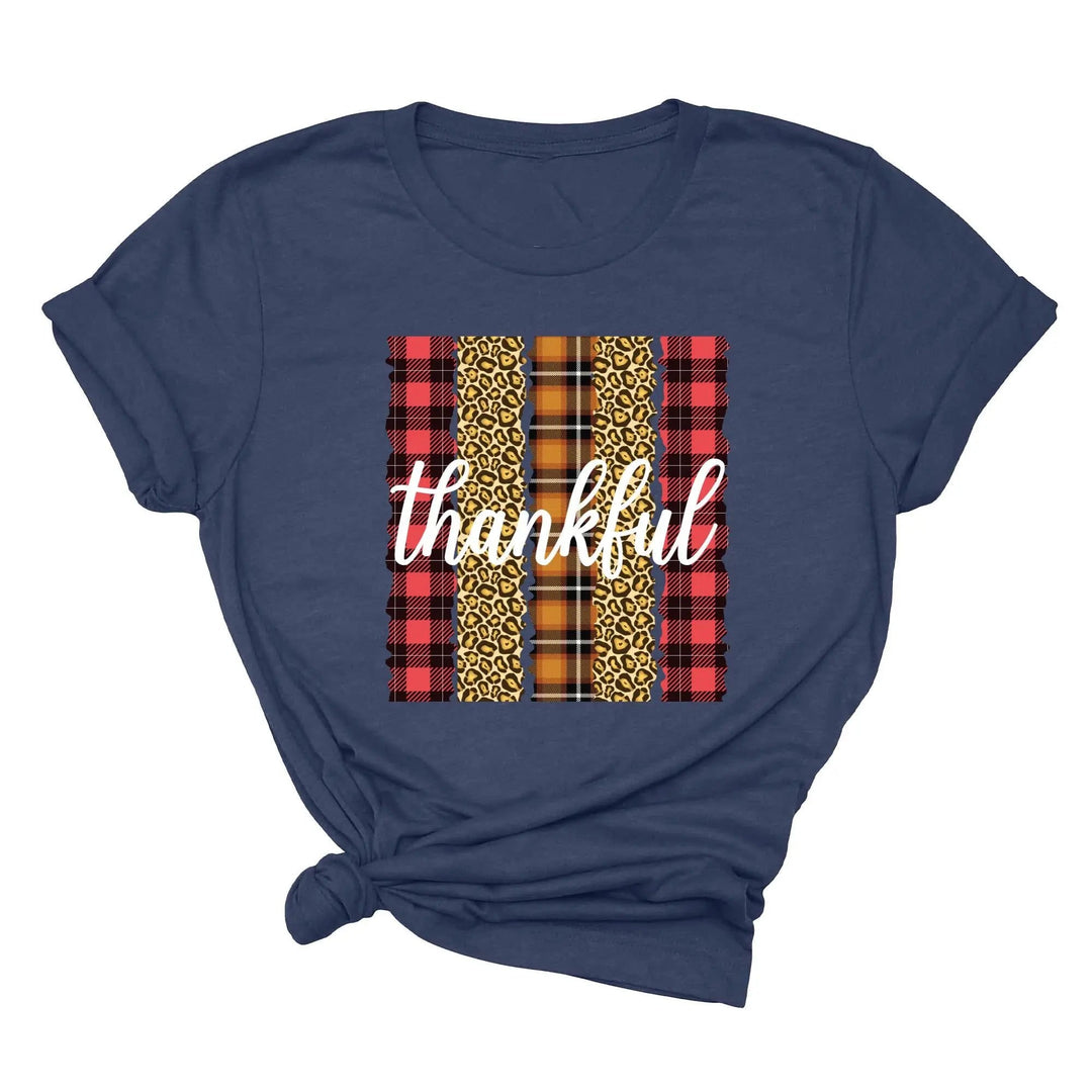 Leopard Thanksgiving Top | Thankful & Blessed Fall Tee Cypress DTF