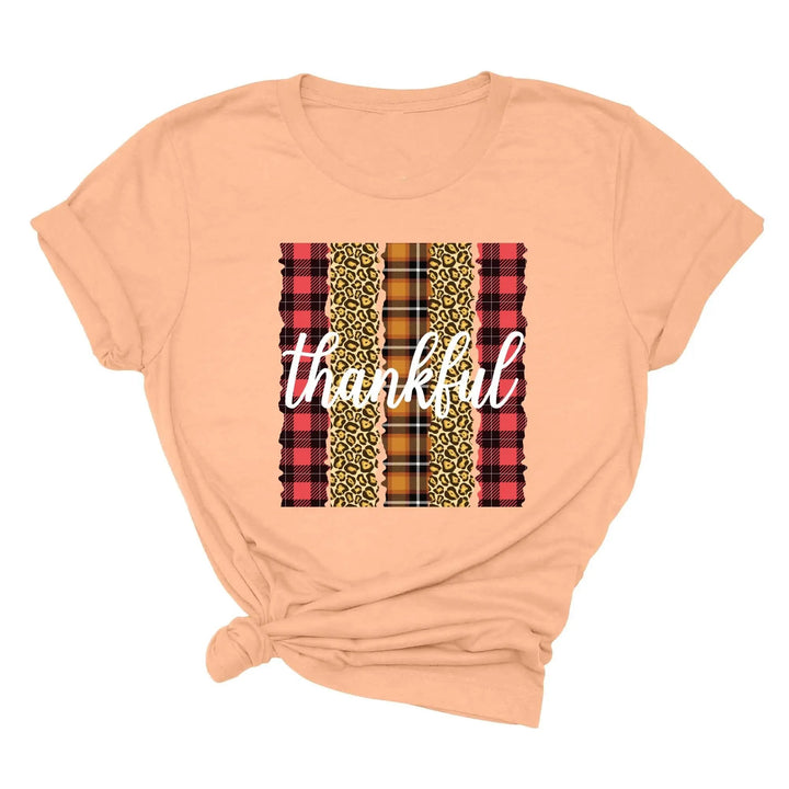 Leopard Thanksgiving Top | Thankful & Blessed Fall Tee Cypress DTF
