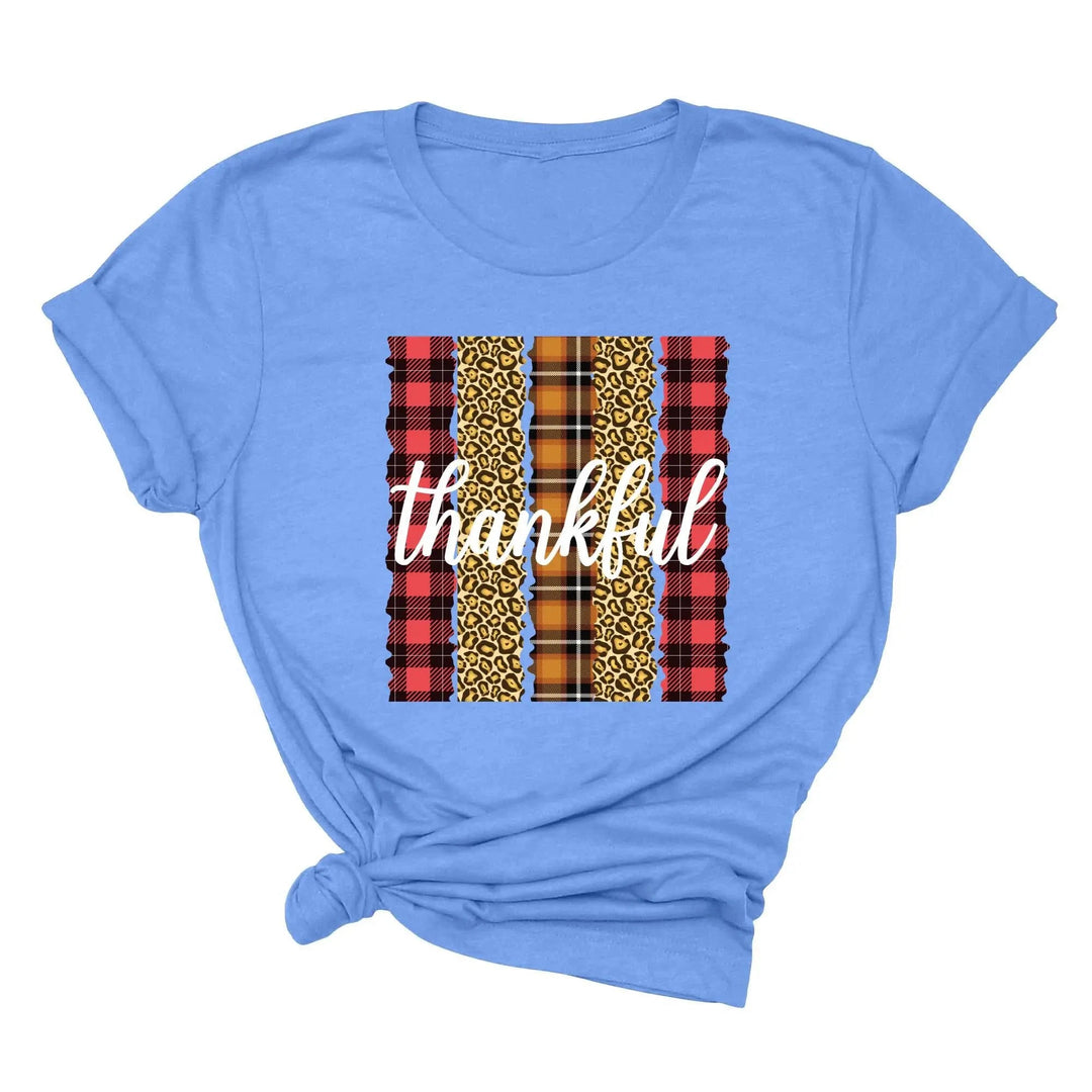 Leopard Thanksgiving Top | Thankful & Blessed Fall Tee Cypress DTF