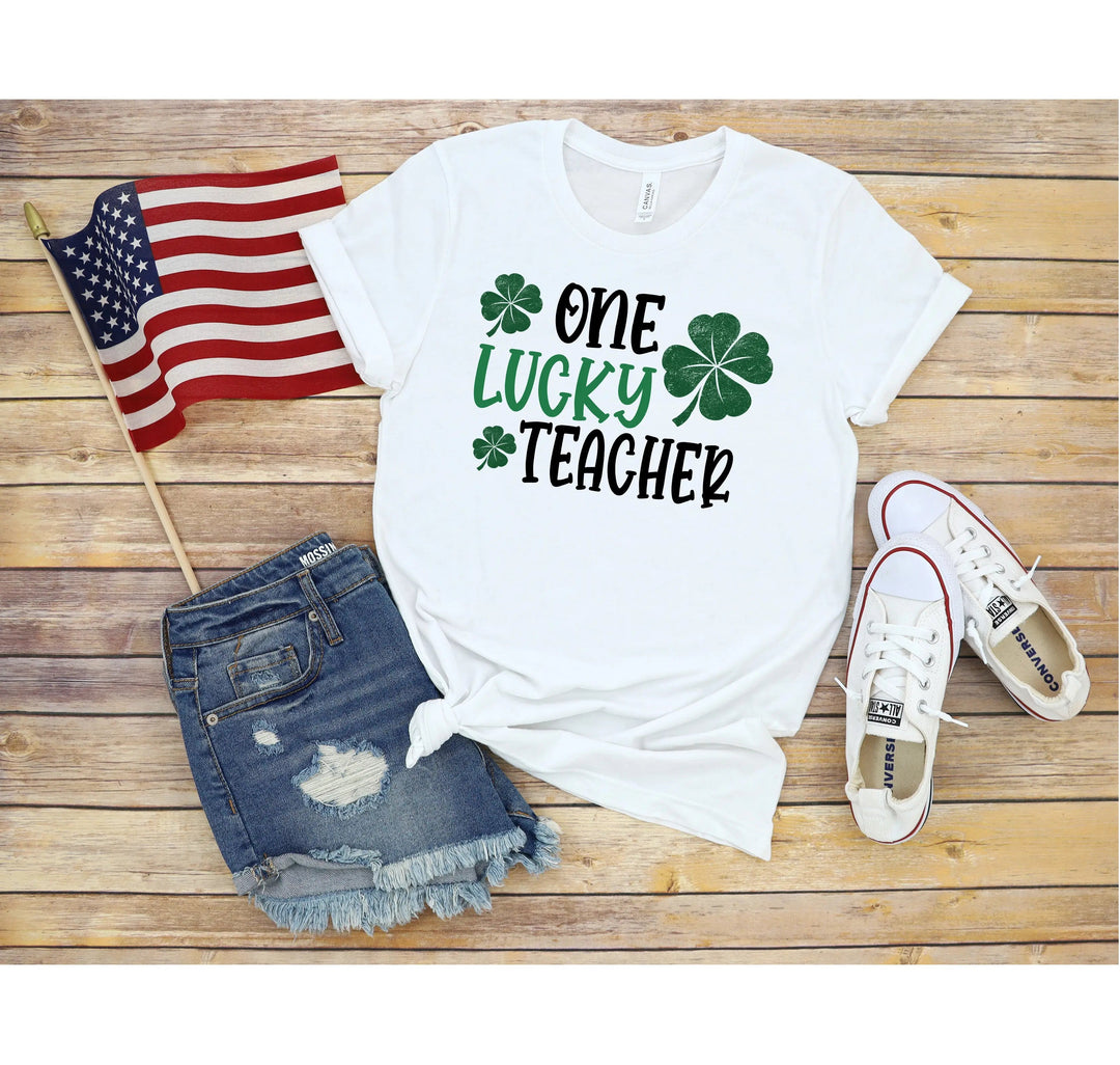 Lucky Teacher Shirts | One Lucky Teacher St. Patrick's Day Shirt Cypress DTF