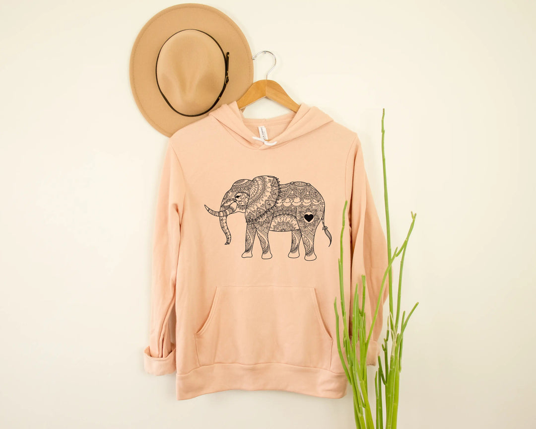 Mandala Elephant Hoodie - Boho Zoo Animal Gift for Elephant Lovers Cypress DTF