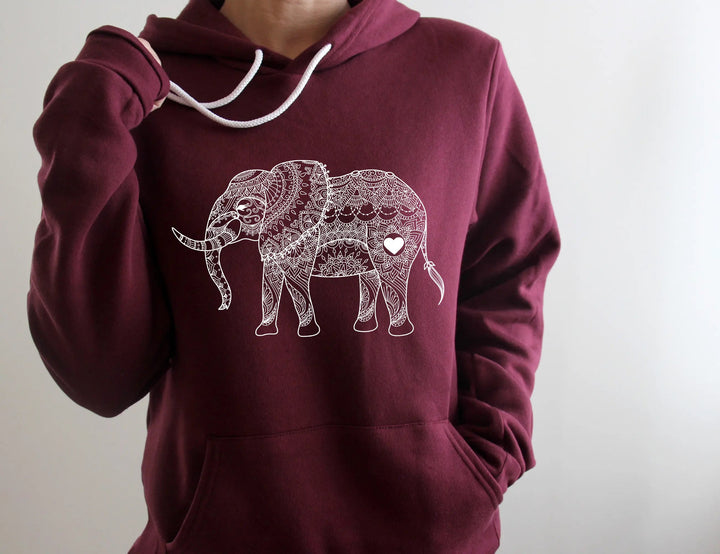 Mandala Elephant Sweatshirt Hoodie - Boho Zoo Animal Gift for Lovers Cypress DTF