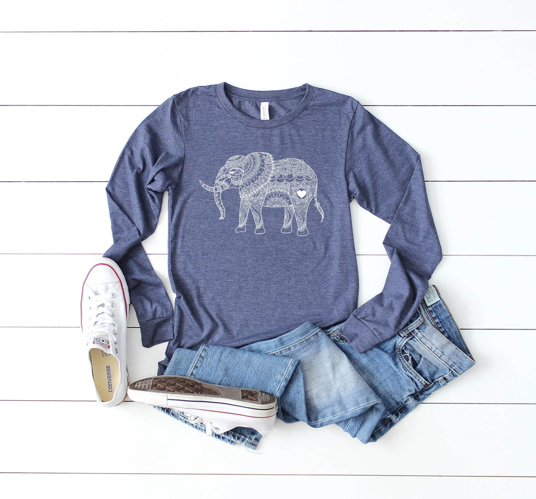 Mandala Elephant Sweatshirt Hoodie - Boho Zoo Animal Gift for Lovers Cypress DTF