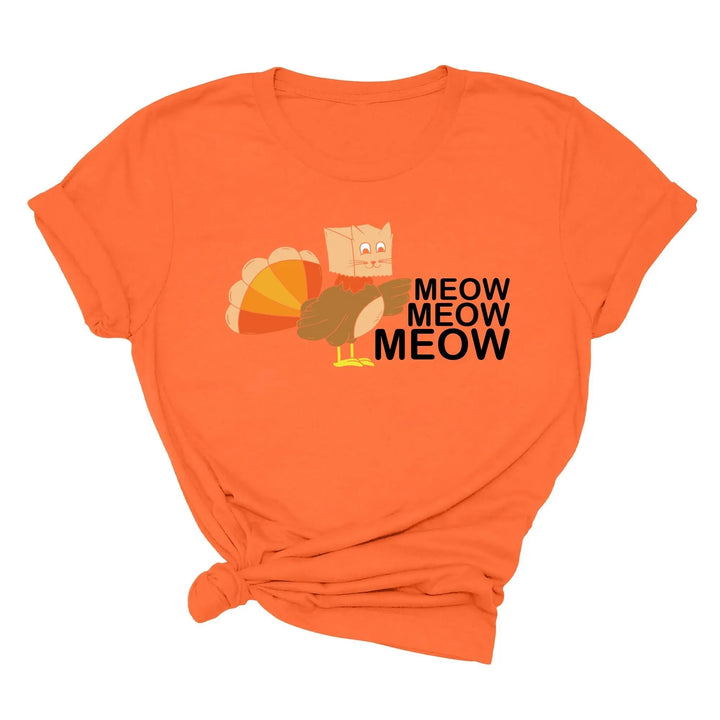 Meow Meow Funny Turkey Thanksgiving Shirt | Thanksgiving Cat Family Tee Cypress DTF
