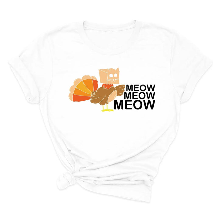 Meow Meow Funny Turkey Thanksgiving Shirt | Thanksgiving Cat Family Tee Cypress DTF