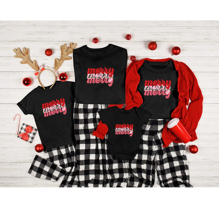 Merry Merry Merry Christmas Shirt | Festive Family Holiday Tee Cypress DTF
