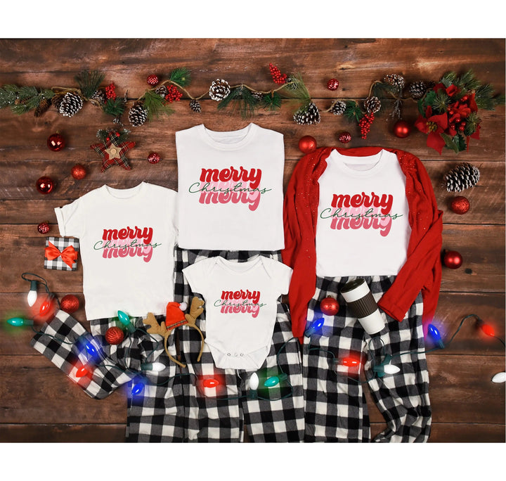 Merry Merry Merry Christmas Shirt | Festive Family Holiday Tee Cypress DTF