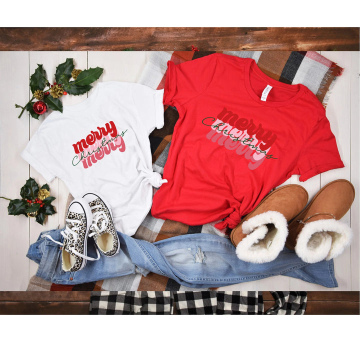 Merry Merry Merry Christmas Shirt | Festive Family Holiday Tee Cypress DTF