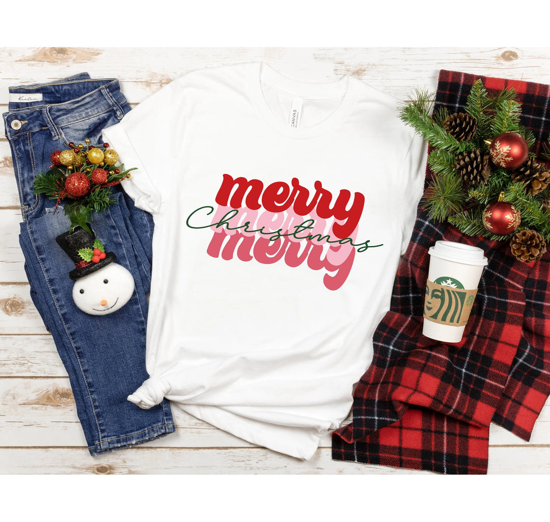 Merry Merry Merry Christmas Shirt | Festive Family Holiday Tee Cypress DTF