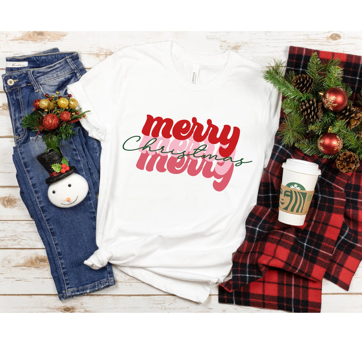 Merry Merry Merry Christmas Shirt | Festive Family Holiday Tee Cypress DTF
