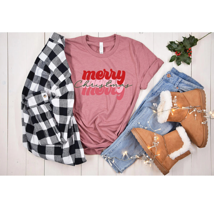 Merry Merry Merry Christmas Shirt | Festive Family Holiday Tee Cypress DTF