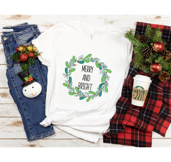Merry and Bright Christmas Shirt | Trendy Holiday Tee for Women Cypress DTF