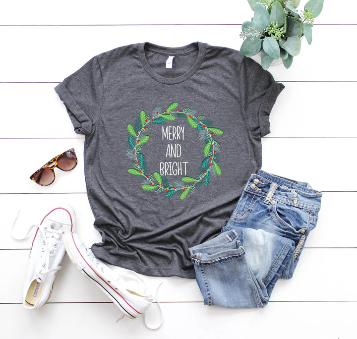 Merry and Bright Christmas Shirt | Trendy Holiday Tee for Women Cypress DTF