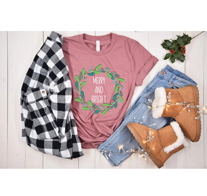 Merry and Bright Christmas Shirt | Trendy Holiday Tee for Women Cypress DTF