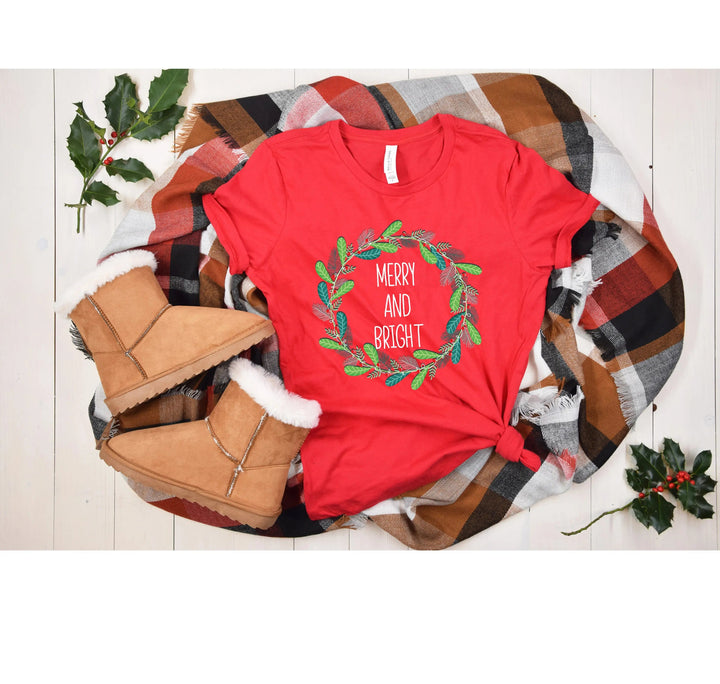 Merry and Bright Christmas Shirt | Trendy Holiday Tee for Women Cypress DTF