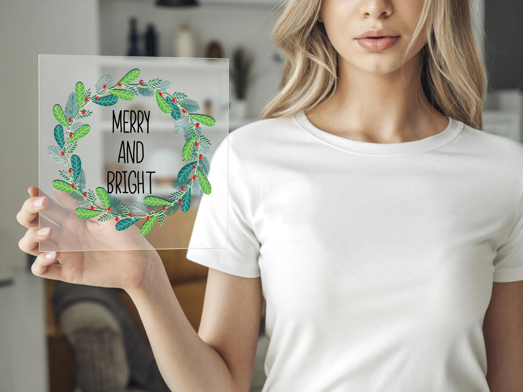 Merry and Bright Retro Christmas DTF Transfer, Ready to Press Design
