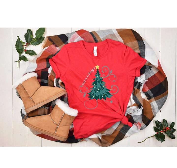 Merry and Bright Shirt | Christmas Tree Family Tee Cypress DTF