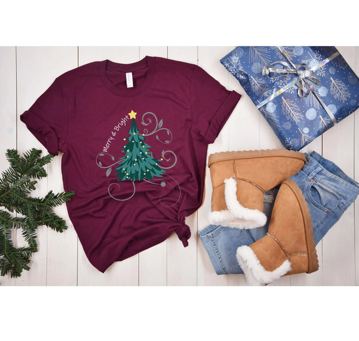 Merry and Bright Shirt | Christmas Tree Family Tee Cypress DTF