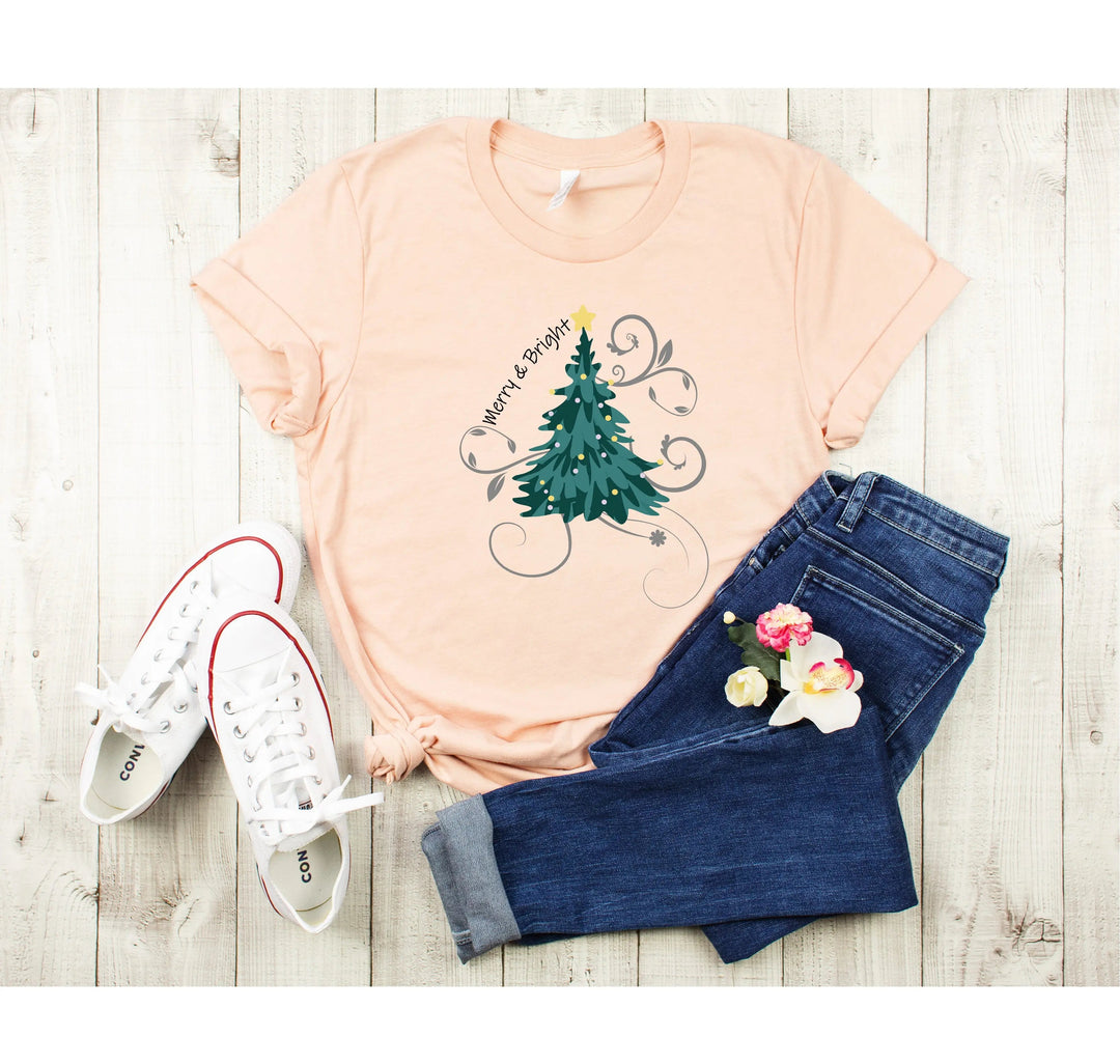 Merry and Bright Shirt | Christmas Tree Family Tee Cypress DTF