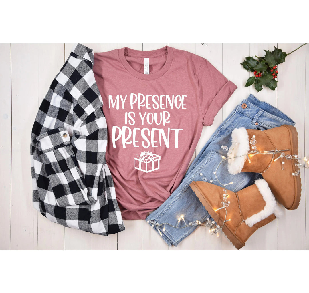 My Presence Is Your Present Shirt - Funny Christmas Couple Matching Tee Cypress DTF