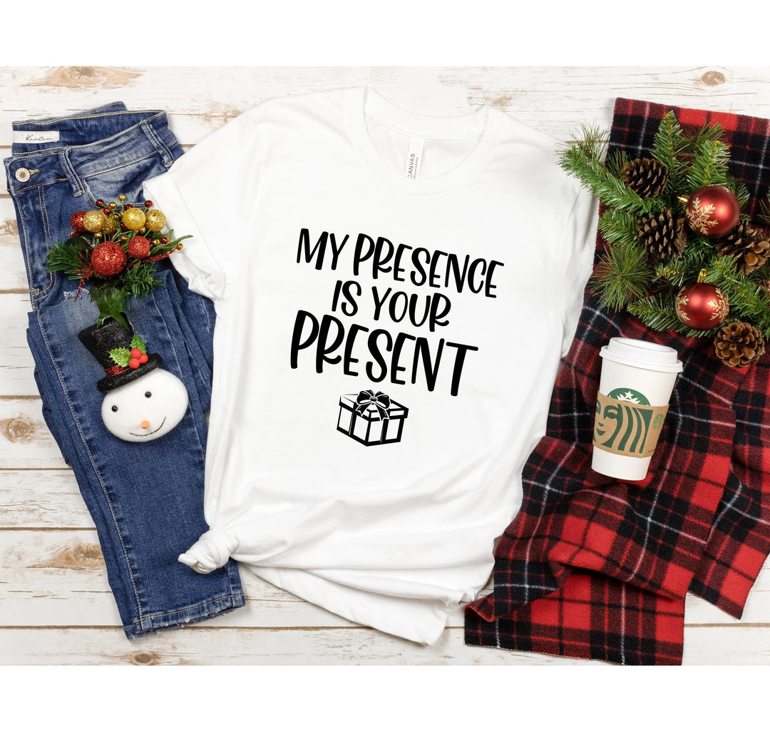 My Presence Is Your Present Shirt - Funny Christmas Couple Matching Tee Cypress DTF