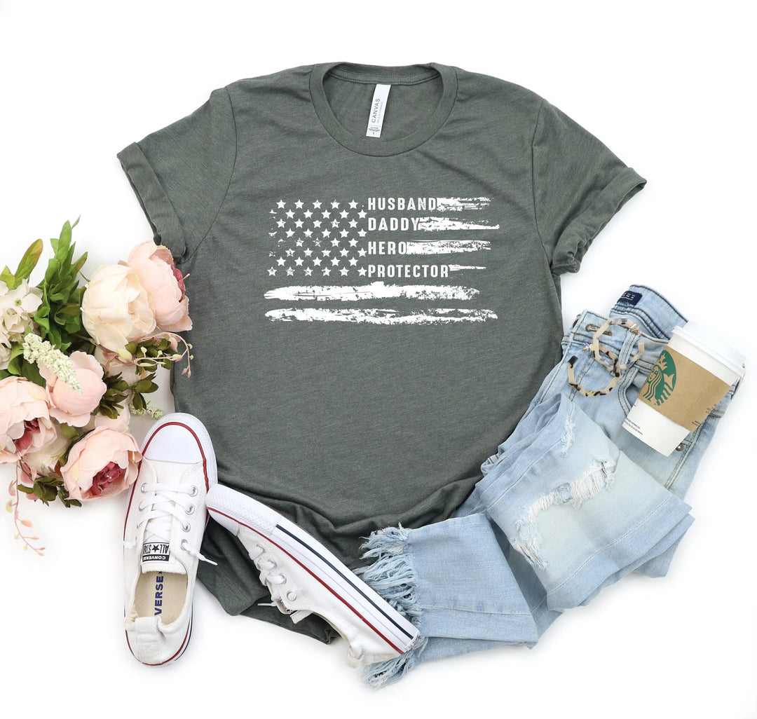Patriotic Father's Day T-Shirt - Dad USA Flag Shirt | Gift from Daughter Cypress DTF