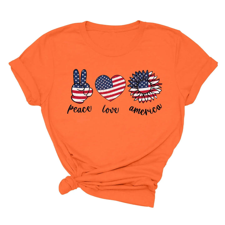 Peace Love America Shirt - USA Flag & Sunflower Patriotic 4th of July Tee Cypress DTF