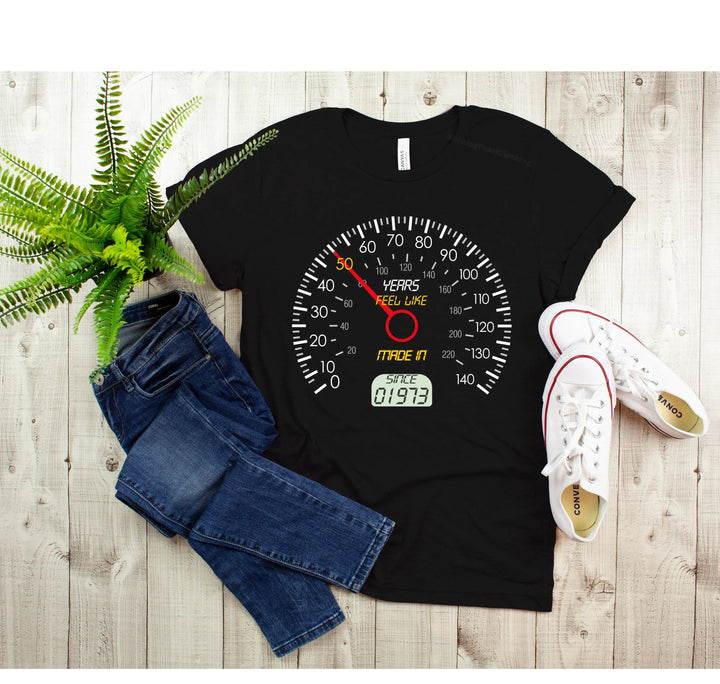 Personalized 50th Speedometer Shirt - Vintage 1973 Birthday Gift Cypress DTF