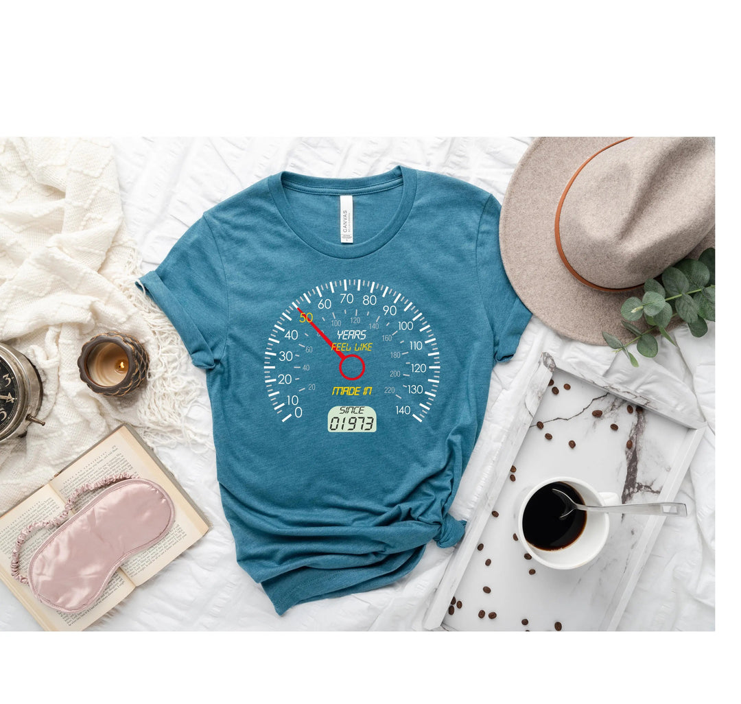 Personalized 50th Speedometer Shirt - Vintage 1973 Birthday Gift Cypress DTF
