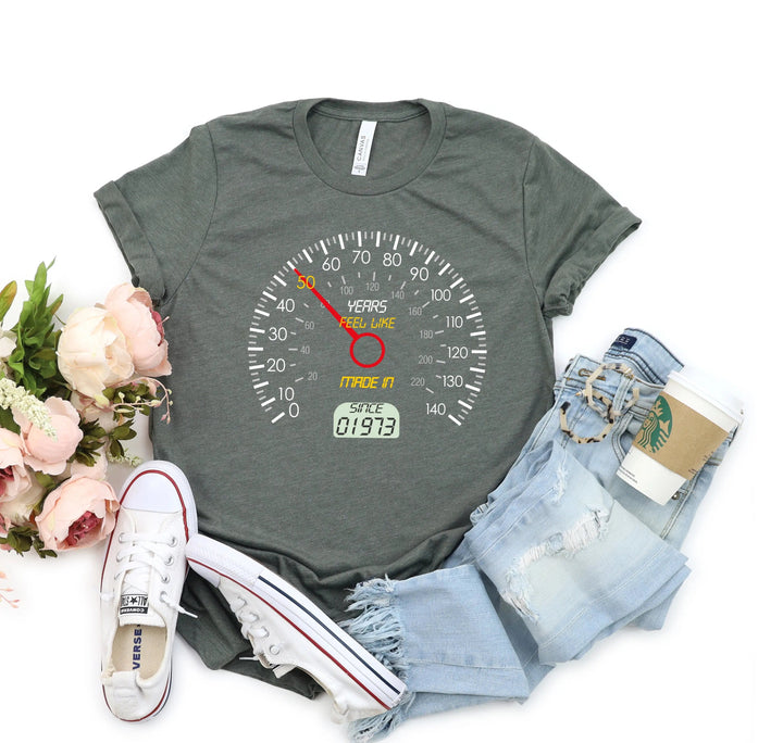 Personalized 50th Speedometer Shirt - Vintage 1973 Birthday Gift Cypress DTF