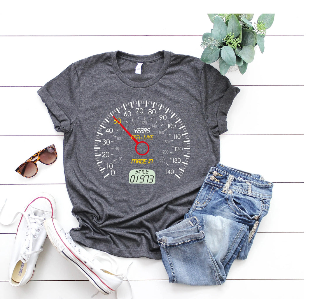 Personalized 50th Speedometer Shirt - Vintage 1973 Birthday Gift Cypress DTF