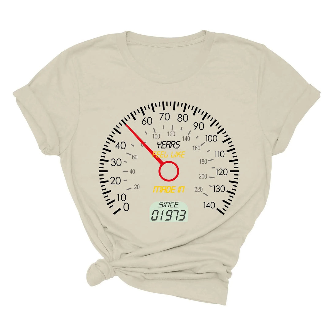 Personalized 50th Speedometer Shirt - Vintage 1973 Birthday Gift Cypress DTF