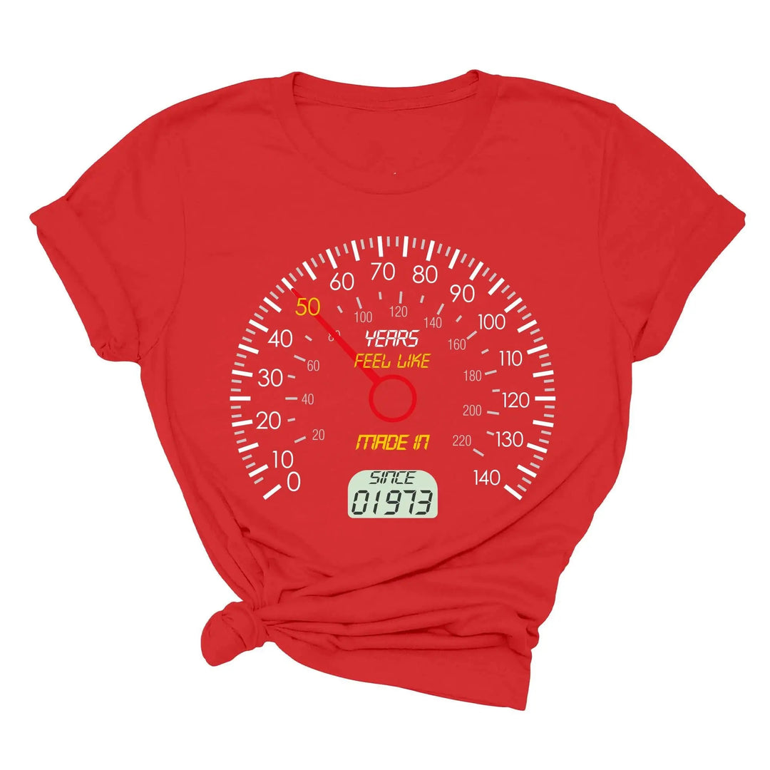 Personalized 50th Speedometer Shirt - Vintage 1973 Birthday Gift Cypress DTF