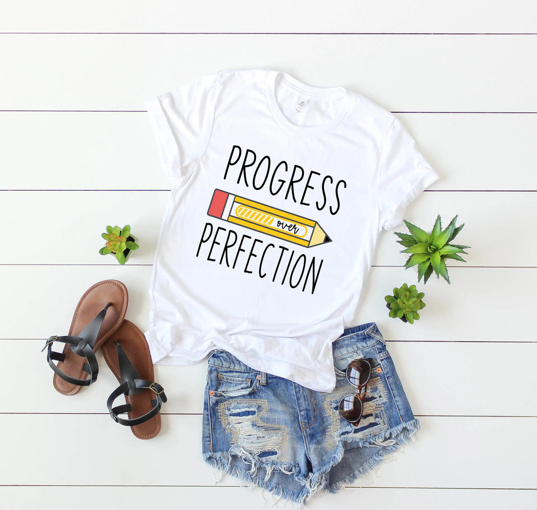 Progress Over Perfection Shirt, Retro Teacher Tee, New Teacher Gifts Cypress DTF