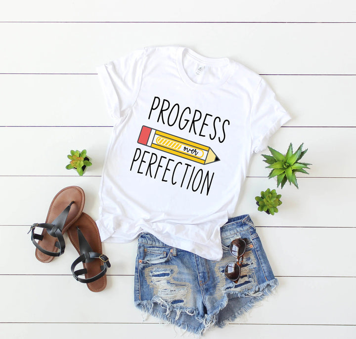 Progress Over Perfection Shirt, Retro Teacher Tee, New Teacher Gifts Cypress DTF