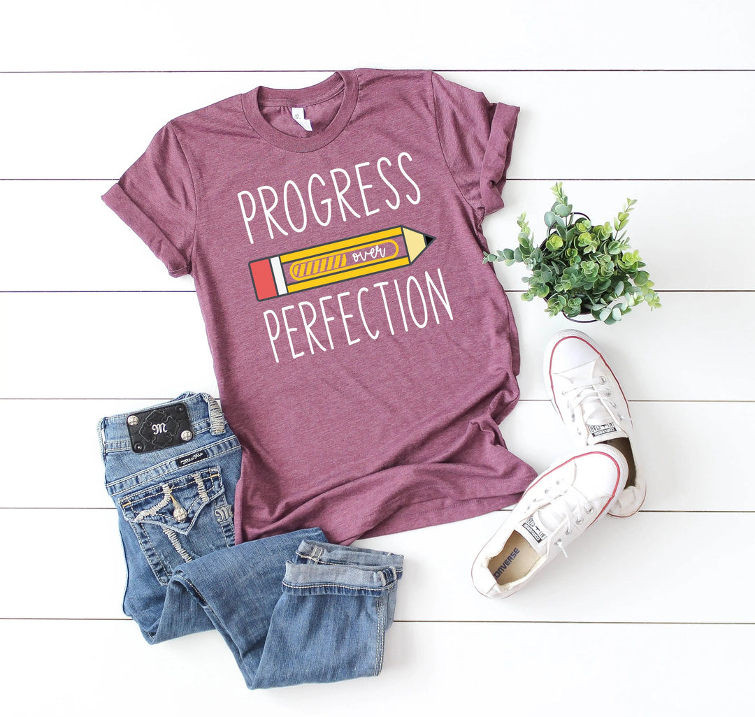 Progress Over Perfection Shirt, Retro Teacher Tee, New Teacher Gifts Cypress DTF