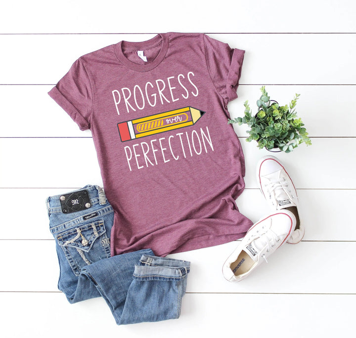 Progress Over Perfection Shirt, Retro Teacher Tee, New Teacher Gifts Cypress DTF