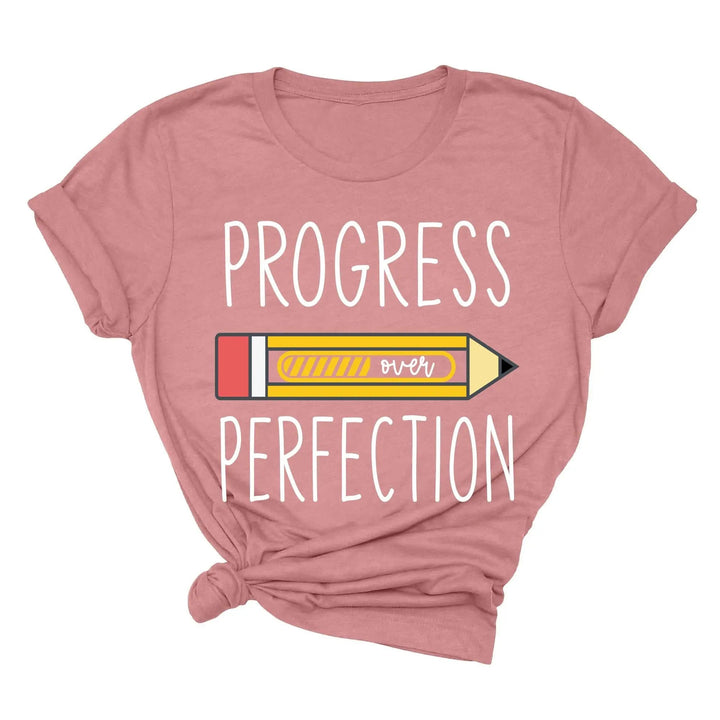 Progress Over Perfection Shirt, Retro Teacher Tee, New Teacher Gifts Cypress DTF