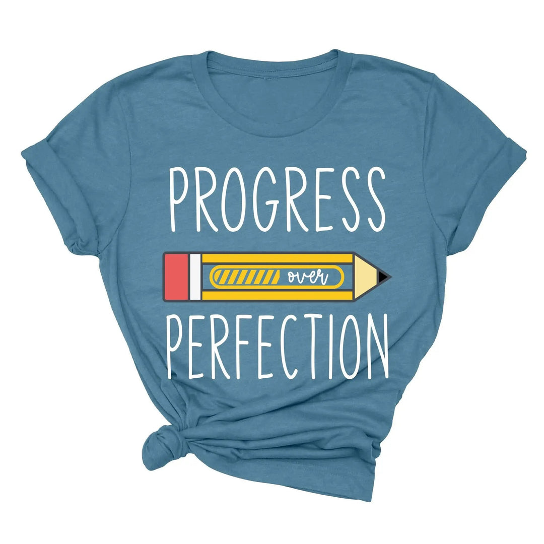Progress Over Perfection Shirt, Retro Teacher Tee, New Teacher Gifts Cypress DTF