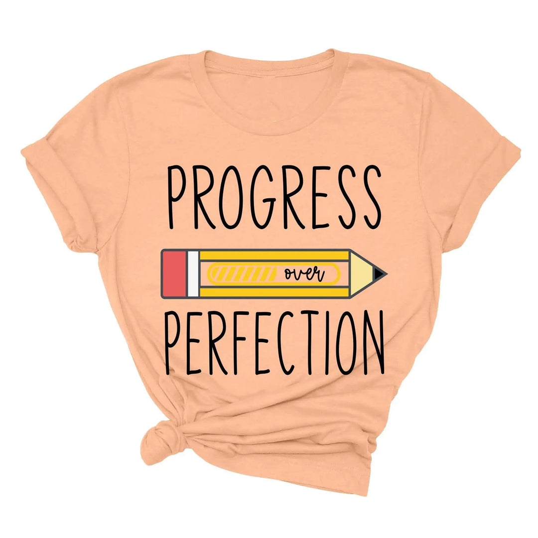 Progress Over Perfection Shirt, Retro Teacher Tee, New Teacher Gifts Cypress DTF