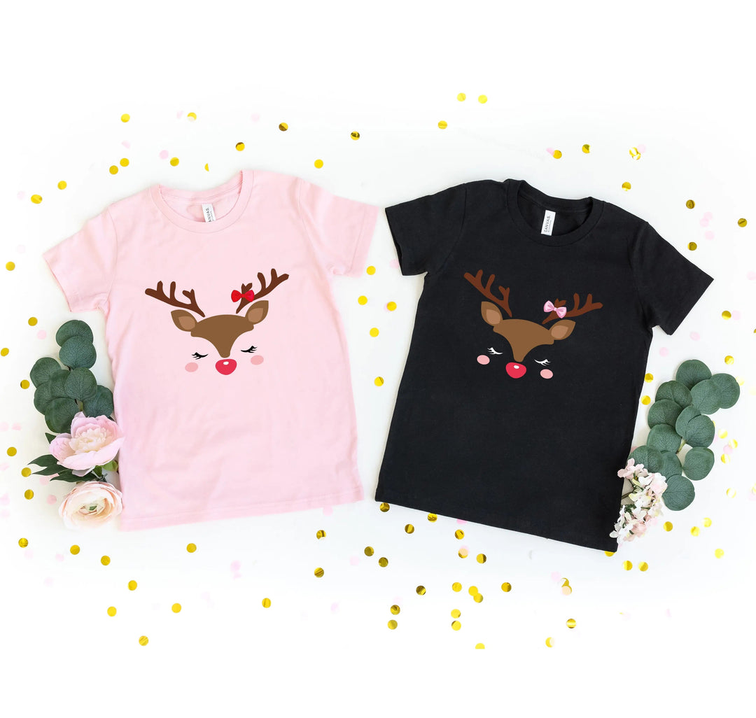 Reindeer Face Tee | Merry Christmas Family Matching Shirt Cypress DTF