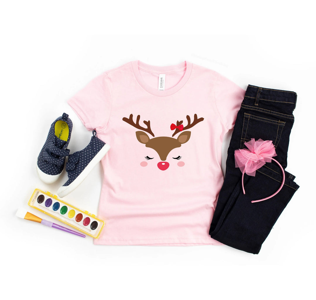 Reindeer Face Tee | Merry Christmas Family Matching Shirt Cypress DTF