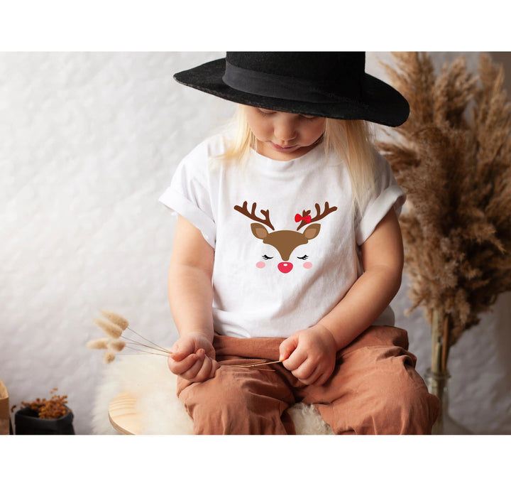 Reindeer Face Tee | Merry Christmas Family Matching Shirt Cypress DTF