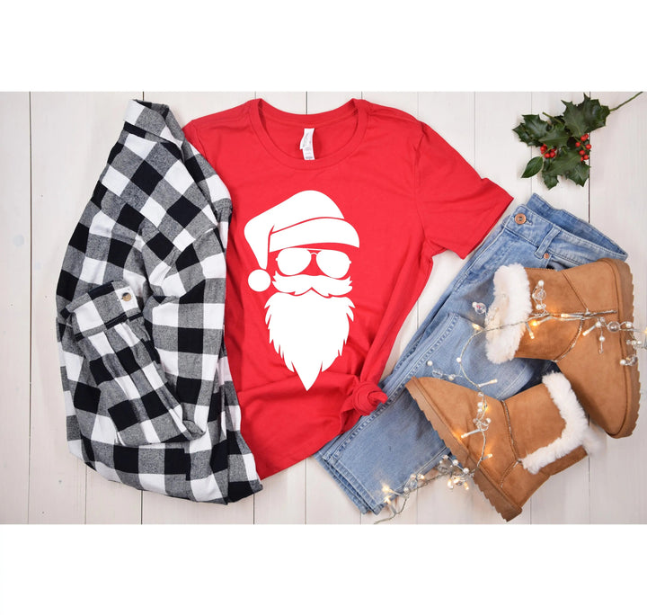 Santa Claus Silhouette Christmas Shirt | Cool Santa Face Shirt Cypress DTF